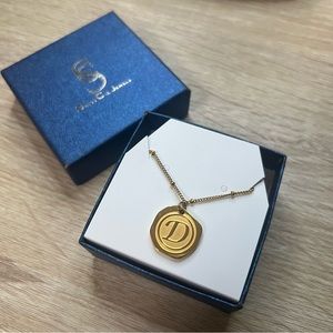 Savvy Cie Jewels 22k Gold Plated Stainless Steel Coin Initial Necklace
